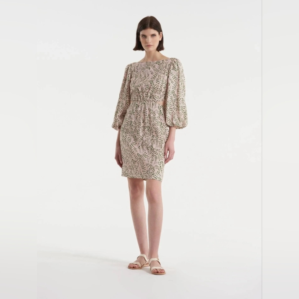 Saloni Neelam Short Linen Dress in Blush Ripple - SZ 6